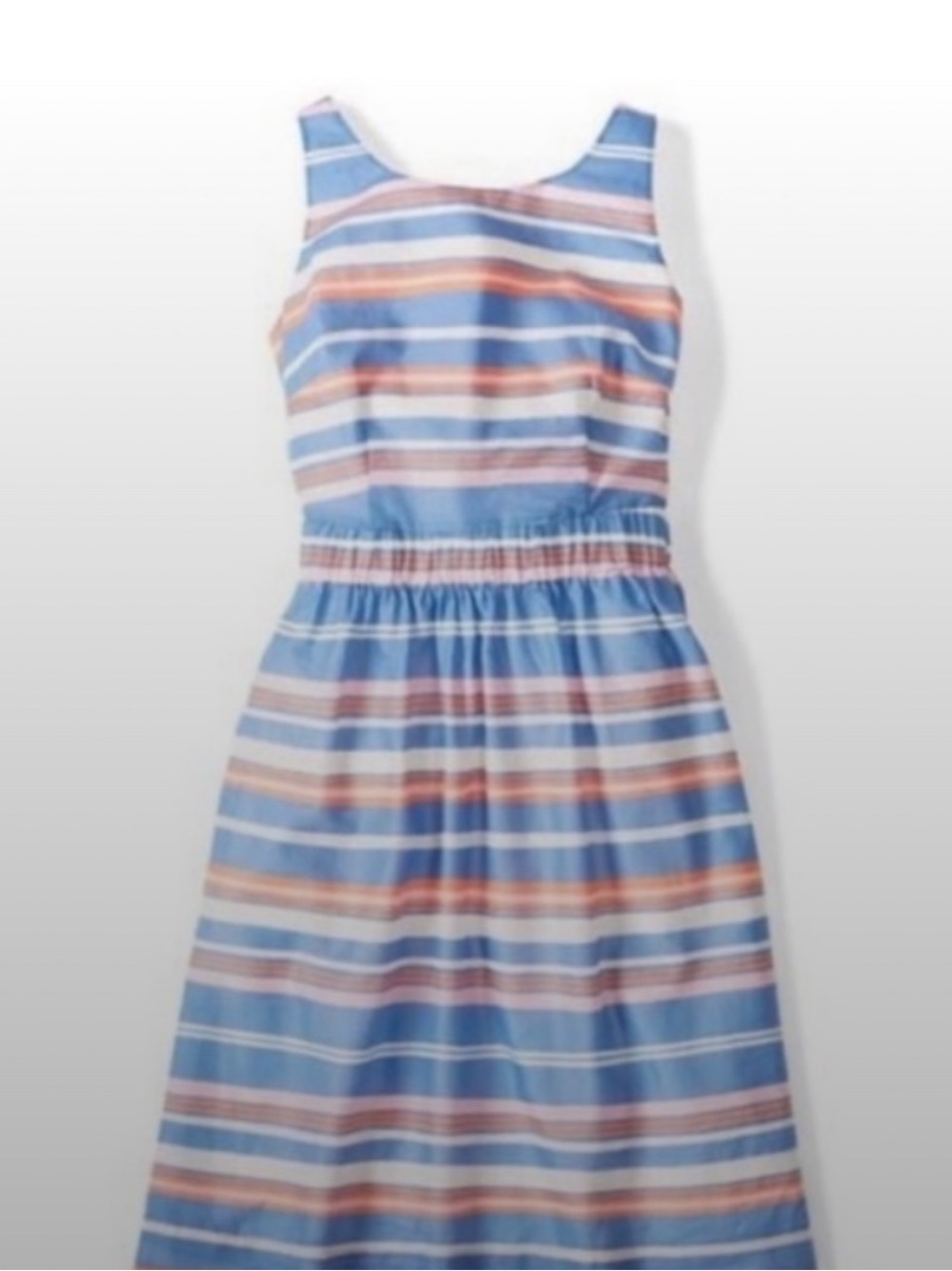 Boden Hattie Dress Blue White Pink Orange Striped A Line Sleeveless Cotton 12